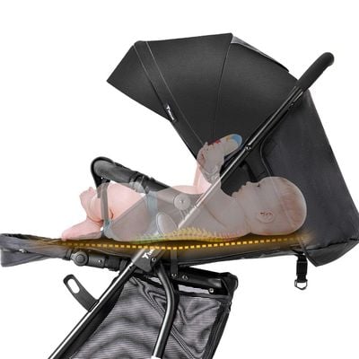 Teknum Stroller With Rocker w/ Pink Diaper tote Bag- Black