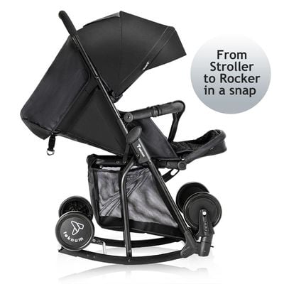 Teknum Stroller With Rocker w/ Pink Diaper tote Bag- Black