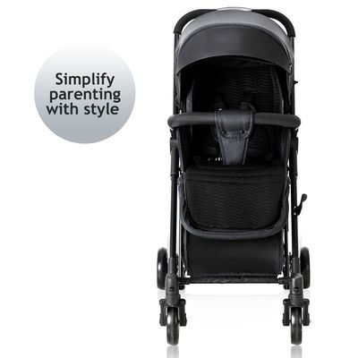 Teknum Stroller With Rocker w/ Blue Diaper tote Bag- Black