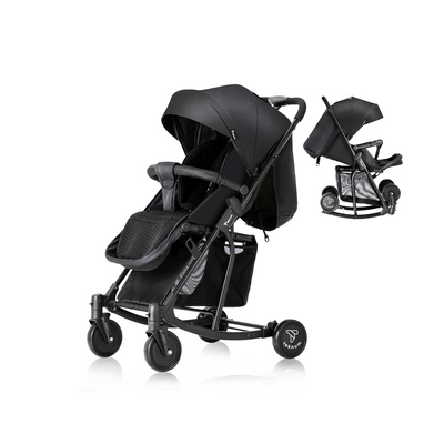 Teknum Stroller With Rocker w/ Orange Diaper tote Bag- Black