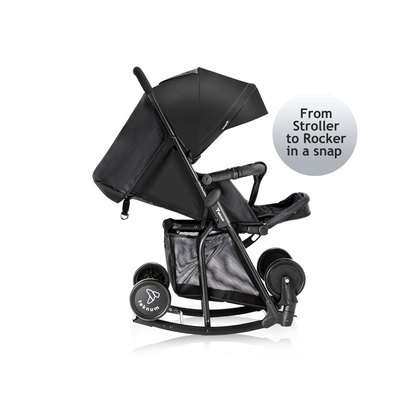 Teknum Stroller With Rocker w/ Orange Diaper tote Bag- Black