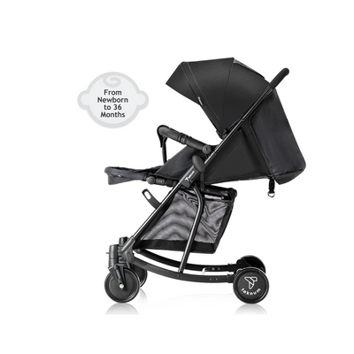 Teknum Stroller With Rocker w/ Orange Diaper tote Bag- Black