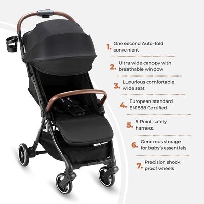 Teknum Travel EXPLORER 2 Auto Fold Stroller - Black