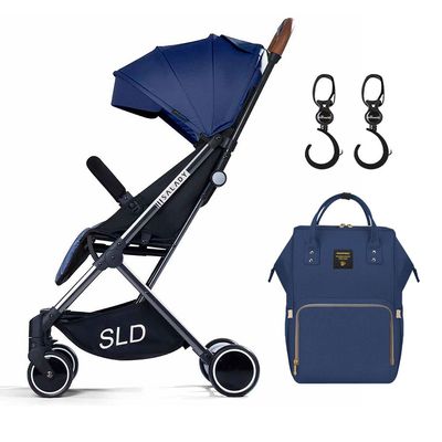 Teknum Travel Lite Stroller - Navy Blue + Sunveno Diaper bag + hooks