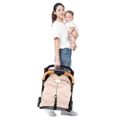 Teknum Travel Lite Stroller - Khaki + Sunveno Diaper bag with USB - Black Embroidery and Stroller Hooks