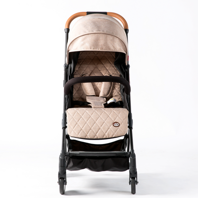 Teknum Travel Lite Stroller - Khaki + Sunveno Diaper bag with USB - Black Embroidery and Stroller Hooks