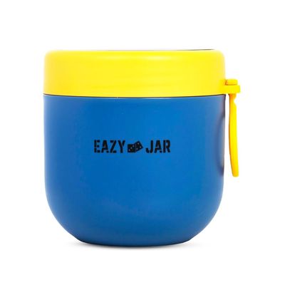 Eazy Kids Steel Lunch Box with Folding Spoon- Blue