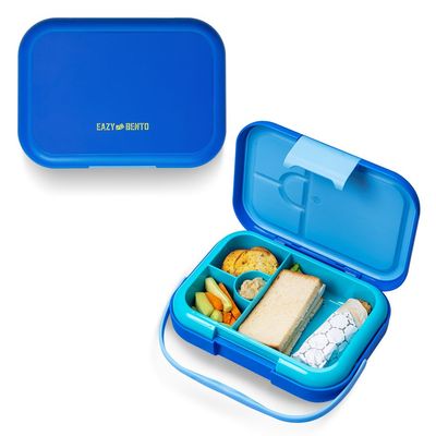 Eazy Kids 4 Compartment Bento Lunch Box - Mat Blue