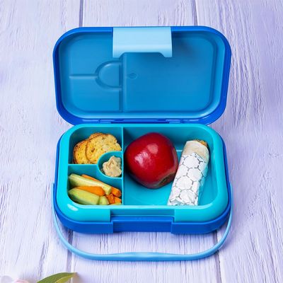 Eazy Kids 4 Compartment Bento Lunch Box - Mat Blue