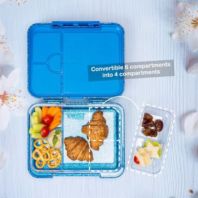 Eazy Kids 6 & 4 Convertible Bento Lunch Box - Glitter Blue