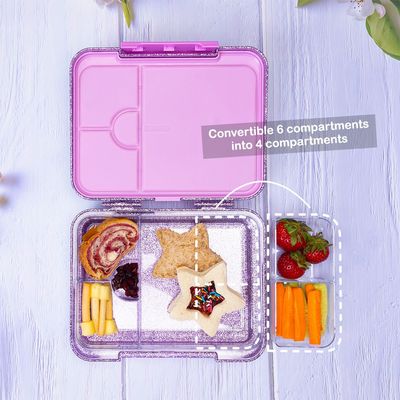 Eazy Kids 6 & 4 Convertible Bento Lunch Box - Glitter Purple