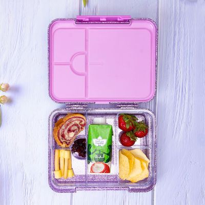 Eazy Kids 6 & 4 Convertible Bento Lunch Box - Glitter Purple