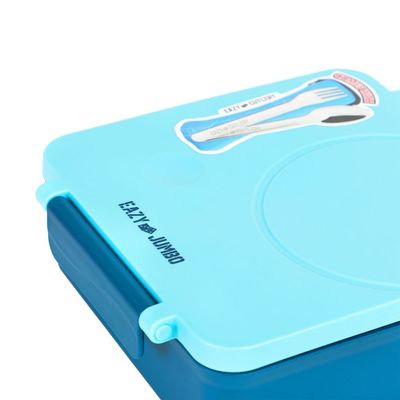 Eazy Kids 3/4 Jumbo Lunch Box w/ Bowl, Spoon & Fork - Blue