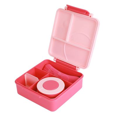 Eazy Kids 3/4 Jumbo Lunch Box w/ Bowl, Spoon & Fork - Pink