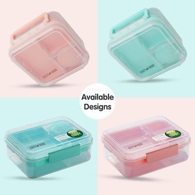 Eazy Kids 3/4/5 Compartment Convertible 1650ml Bento Lunch Box with 150ml Gravy Bowl - Green