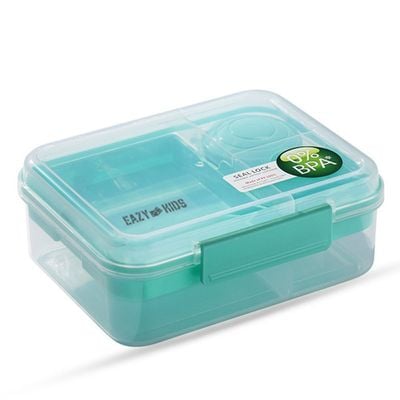 Eazy Kids 3/4/5 Compartment Convertible 1650ml Bento Lunch Box with 150ml Gravy Bowl - Green