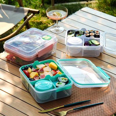 Eazy Kids 3/4/5 Compartment Convertible 1650ml Bento Lunch Box with 150ml Gravy Bowl - Green