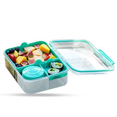 Eazy Kids 3/4/5 Compartment Convertible 1650ml Bento Lunch Box with 150ml Gravy Bowl - Green