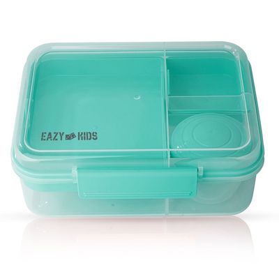 Eazy Kids 3/4/5 Compartment Convertible 1650ml Bento Lunch Box with 150ml Gravy Bowl - Green