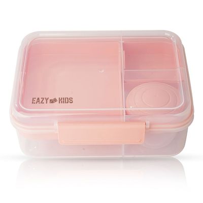 Eazy Kids 3/4/5 Compartment Convertible 1650ml Bento Lunch Box with 150ml Gravy Bowl - Pink