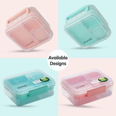 Eazy Kids 3/4/5 Compartment Convertible 1650ml Bento Lunch Box with 150ml Gravy Bowl - Pink