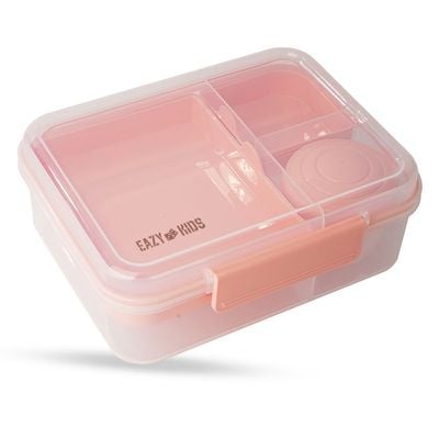 Eazy Kids 3/4/5 Compartment Convertible 1650ml Bento Lunch Box with 150ml Gravy Bowl - Pink