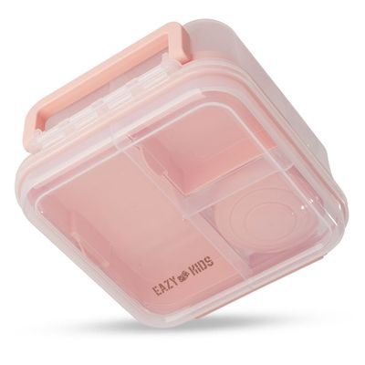 Eazy Kids 3/4/5 Compartment Convertible 1250ml Bento Lunch Box with 150ml Gravy Bowl - Pink