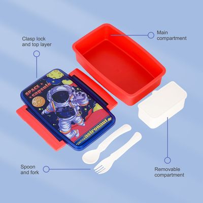 Nova Kids Bento Lunch Box with Spoon & Fork - Astronaut Blue