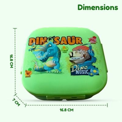 Nova Kids Square 1000ml Bento Lunch Box - Dino Green