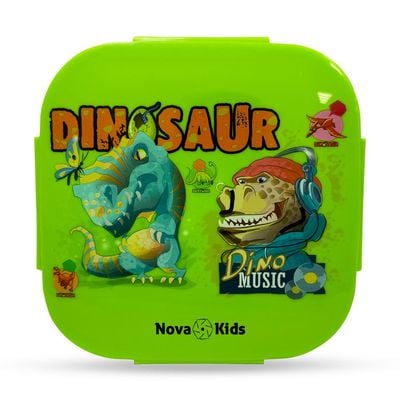 Nova Kids Square 1000ml Bento Lunch Box - Dino Green