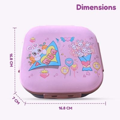 Nova Kids Square 1000ml Bento Lunch Box - Love Pink