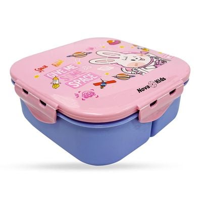 Nova Kids Square 1000ml Bento Lunch Box - Rabbit Pink