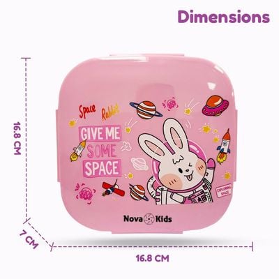 Nova Kids Square 1000ml Bento Lunch Box - Rabbit Pink