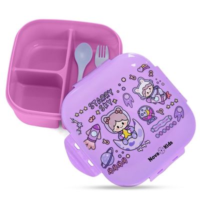 Nova Kids Square 1000ml Bento Lunch Box - Star & Sky Purple