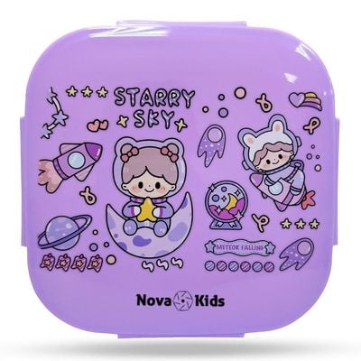 Nova Kids Square 1000ml Bento Lunch Box - Star & Sky Purple