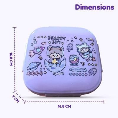 Nova Kids Square 1000ml Bento Lunch Box - Star & Sky Purple