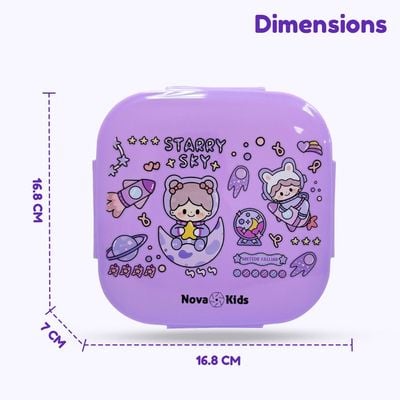 Nova Kids Square 1000ml Bento Lunch Box - Star & Sky Purple