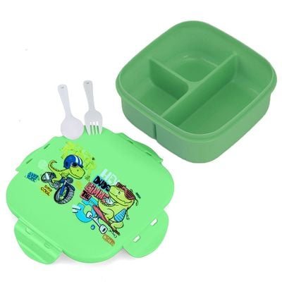 Nova Kids Square 1000ml Bento Lunch Box - T - Rex Green