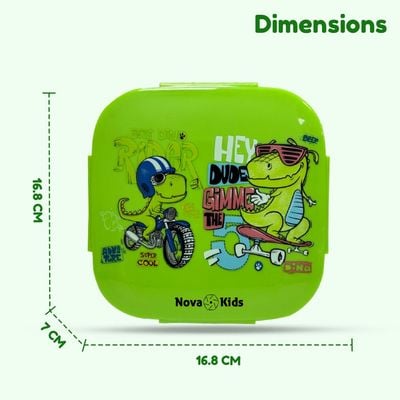 Nova Kids Square 1000ml Bento Lunch Box - T - Rex Green