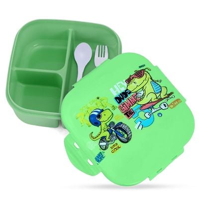 Nova Kids Square 1000ml Bento Lunch Box - T - Rex Green