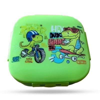 Nova Kids Square 1000ml Bento Lunch Box - T - Rex Green