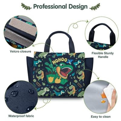 Nohoo Kids Tuition Bag / Hand Lunch Bag Dino - Green