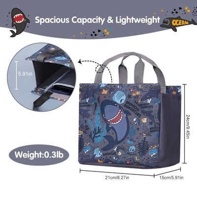 Nohoo Kids Tuition Bag / Hand Lunch Bag Shark - Grey