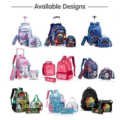 Eazy Kids 17Inch Set of 3 School Bag with Lunch Bag and Pencil Case Dinosaur - Black