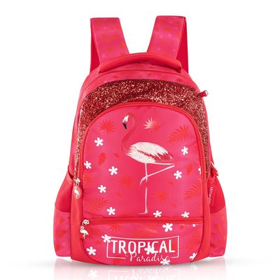 Eazy Kids 17Inch Set of 3 School Bag with Lunch Bag and Pencil Case Tropical - Pink