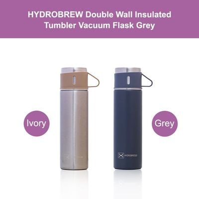 HYDROBREW Insulated 500ml Vacuum Flask w/ 2x 150ml Cup -Grey