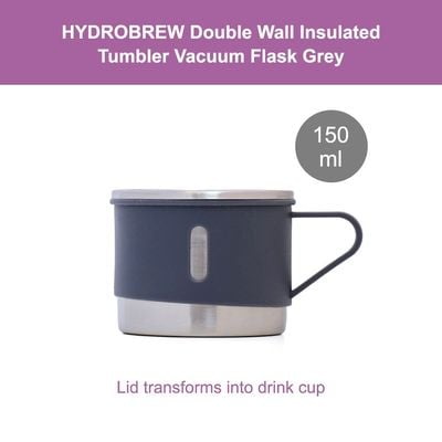 HYDROBREW Insulated 500ml Vacuum Flask w/ 2x 150ml Cup -Grey