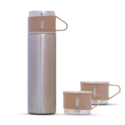 HYDROBREW Insulated 500ml Vacuum Flask w/ 2x 150ml Cup-Ivory