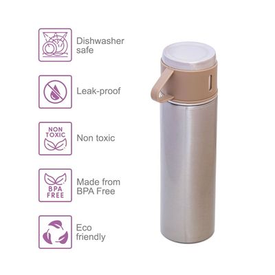 HYDROBREW Insulated 500ml Vacuum Flask w/ 2x 150ml Cup-Ivory