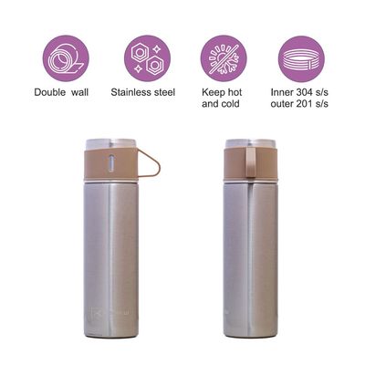 HYDROBREW Insulated 500ml Vacuum Flask w/ 2x 150ml Cup-Ivory